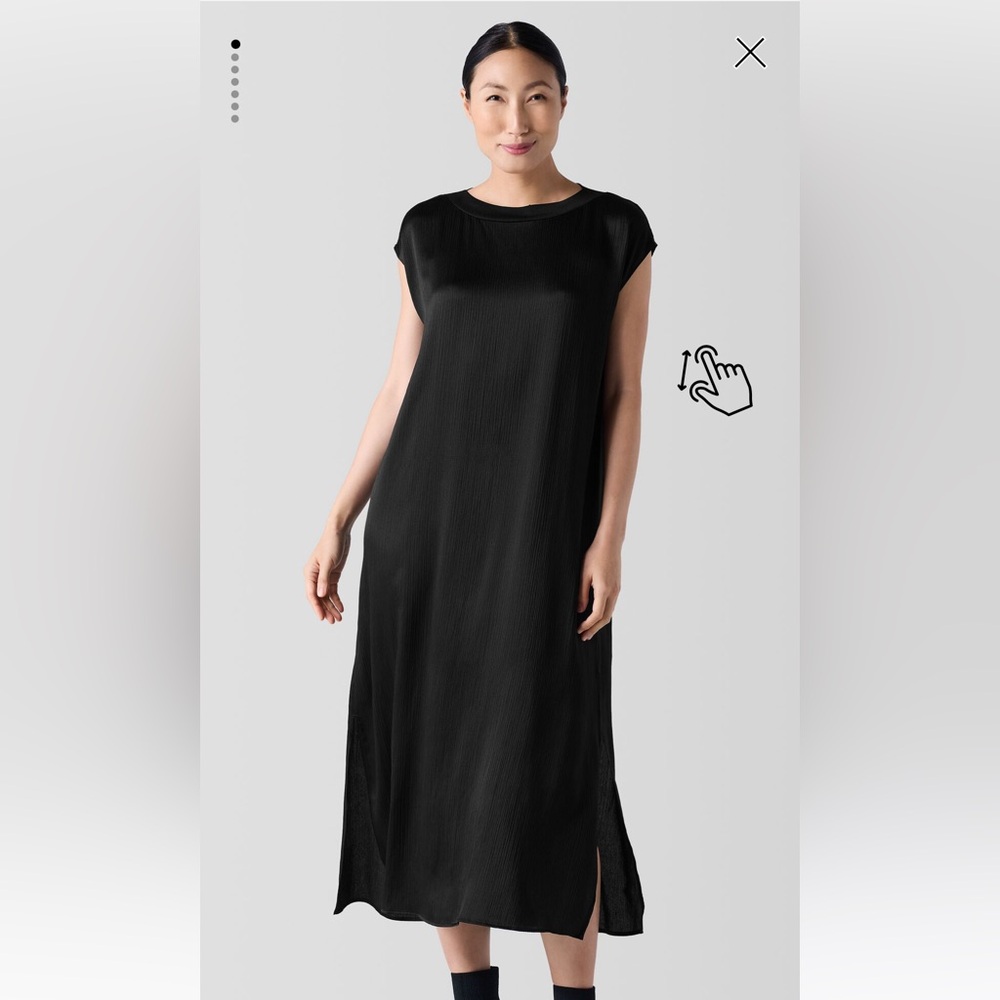 Eileen Fisher Striated Silk Satin Bateau Neck Dress